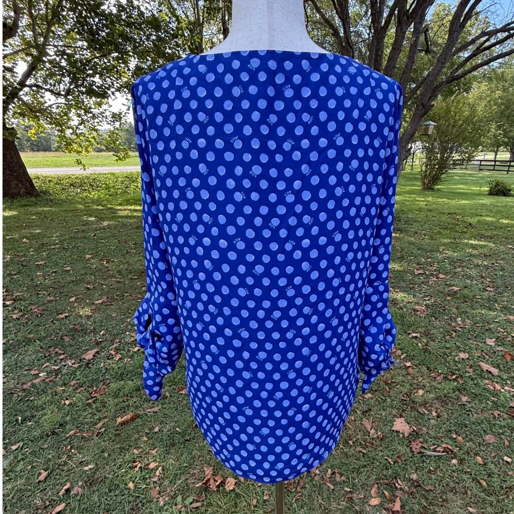 Lilly Pulitzer Elsa Top Blue Polka Dot Tie Cuff Blouse 001377 Womens Small - Picture 2 of 8